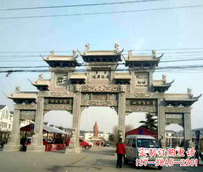 甘肃大型五门石雕牌坊 (3)