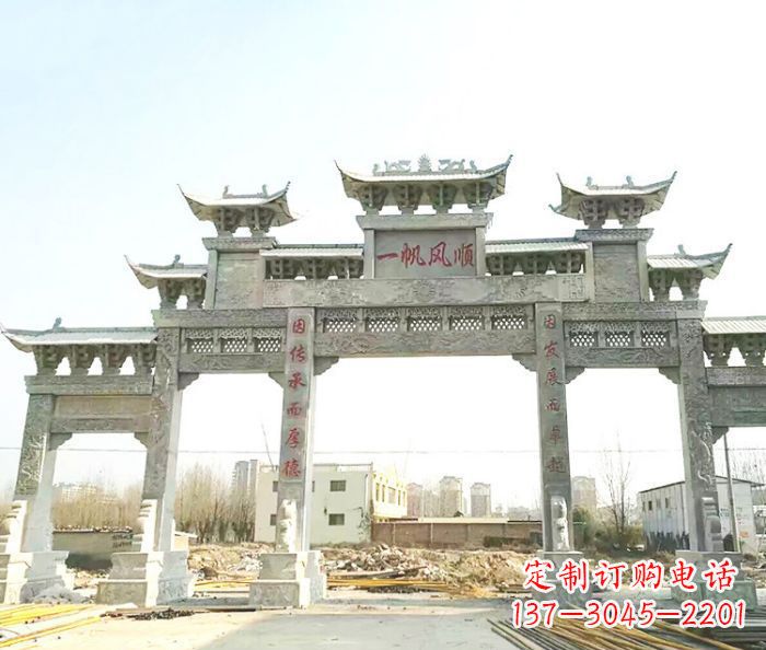 甘肃大型五门石雕牌楼 (3)