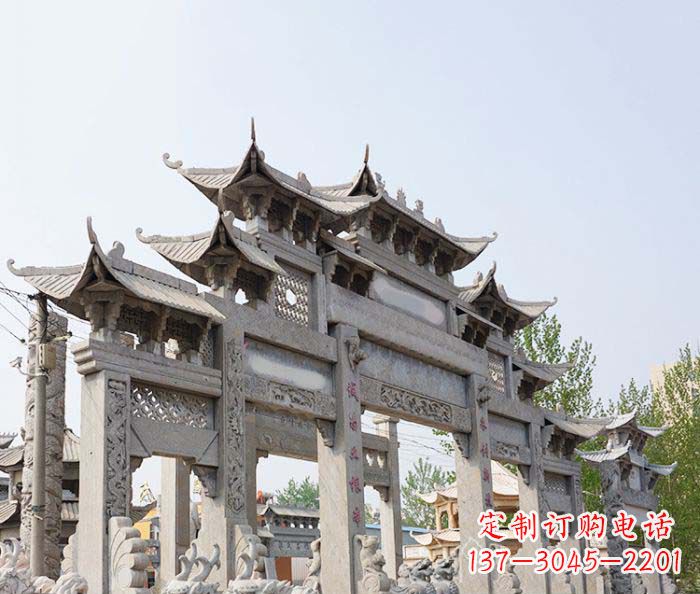 甘肃大型五门石雕牌楼 (2)