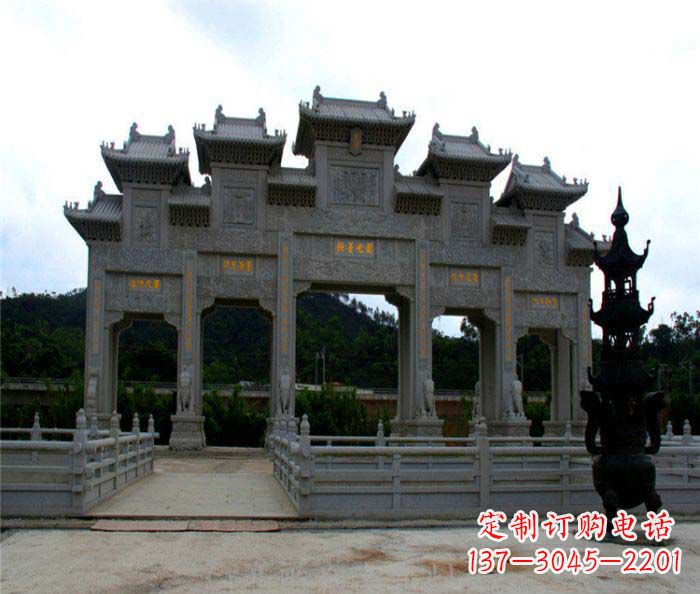 甘肃大型五门石雕牌坊