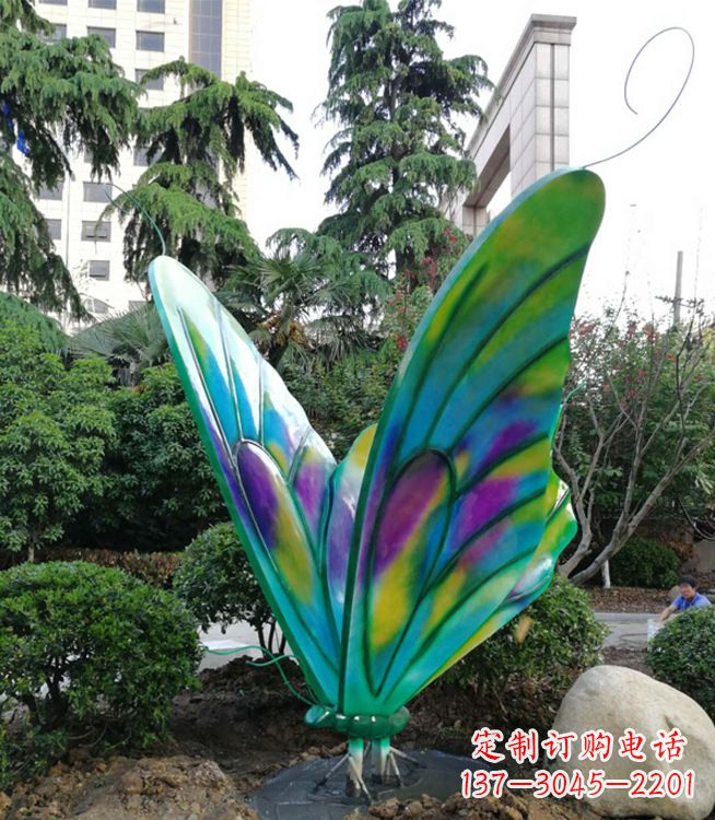 甘肃大型小区园林彩绘仿真蝴蝶摆件