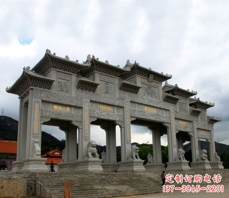 甘肃大型五门石雕牌楼雕塑