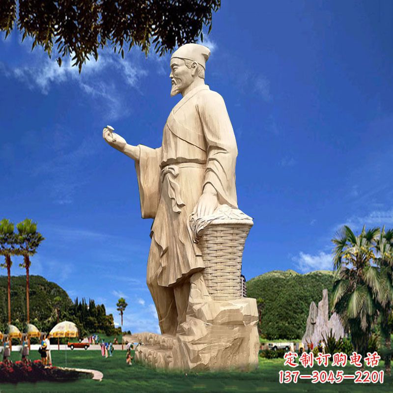 甘肃传承万古神医药圣李时珍精美石雕像