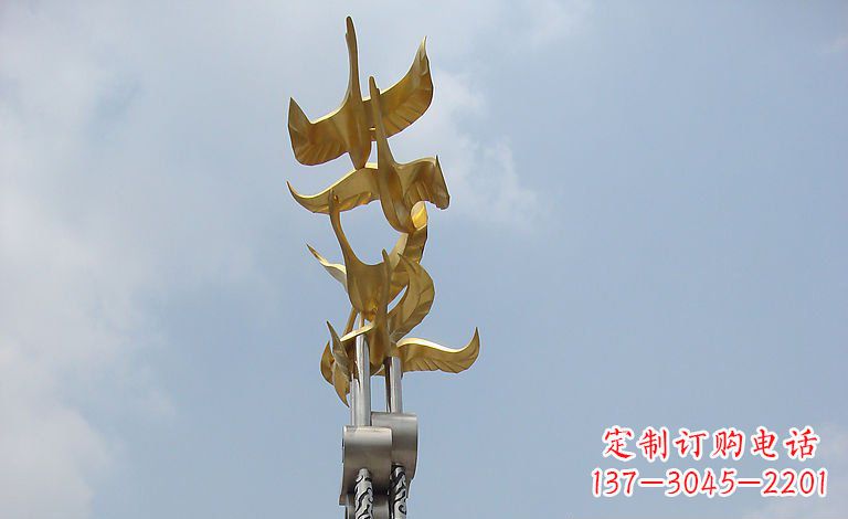 甘肃大雁不锈钢雕塑—梦想之羽