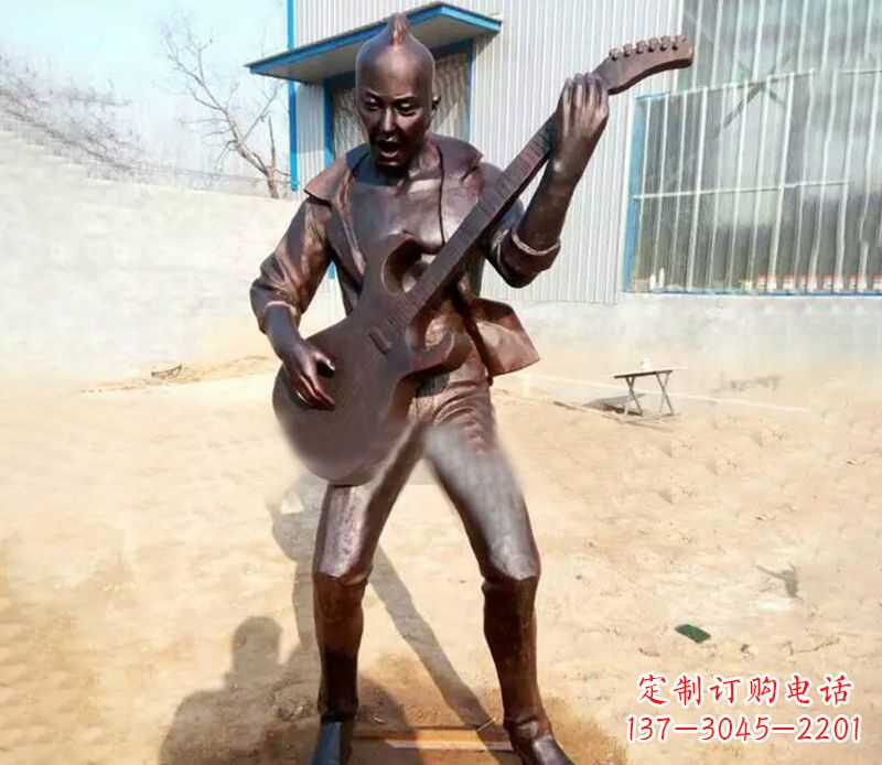 甘肃精致细腻的铜吉他雕塑