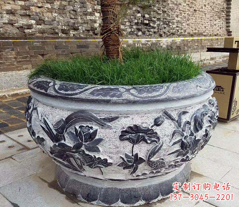 甘肃道路景观花盆石雕