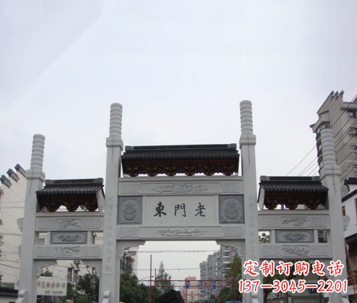 甘肃精美三门石牌坊雕塑