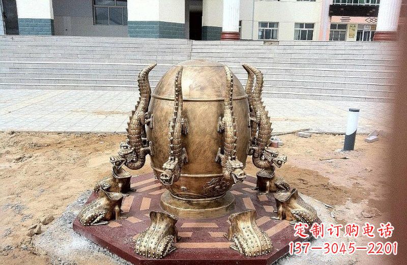 甘肃精致细节 壮丽地动仪铜雕