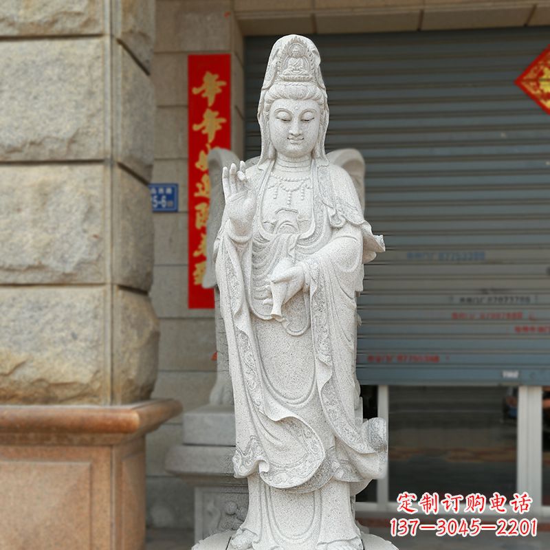 甘肃经典青石观音雕塑