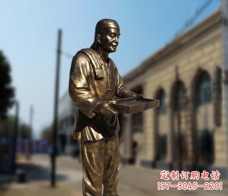 甘肃古典神秘的店小二人物铜雕
