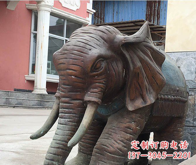 甘肃动物大象公园铜雕摆件
