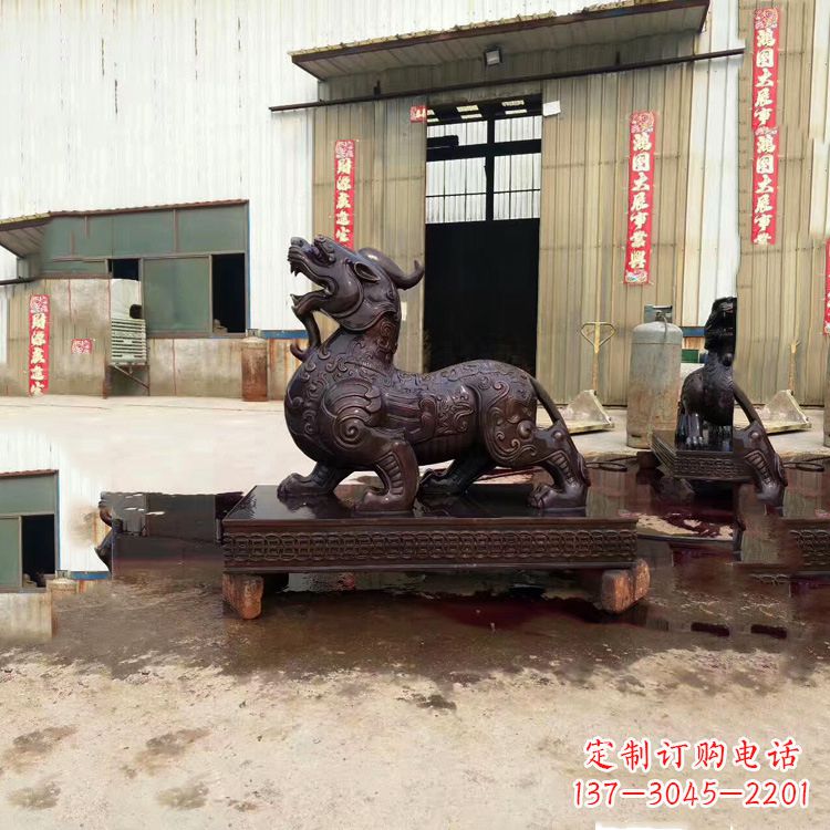 甘肃独角兽铸铜雕塑—精雕细琢的艺术瑰宝