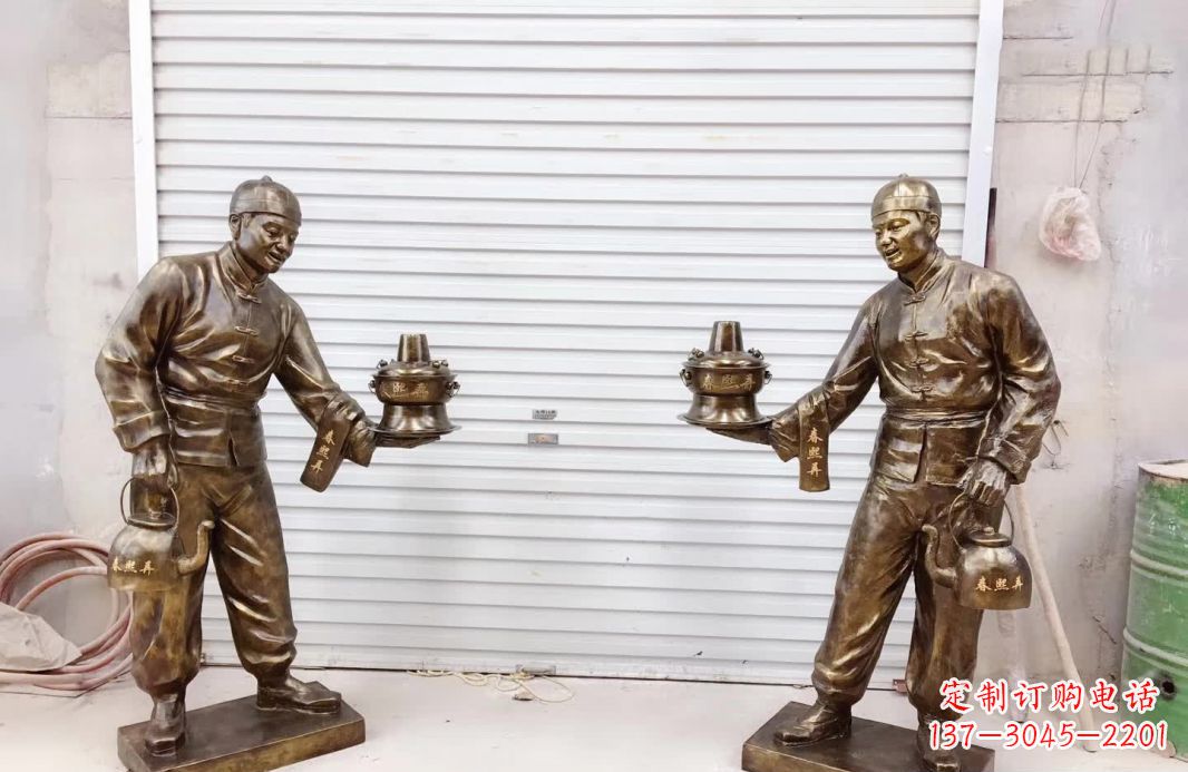 甘肃端茶店小二铜雕塑