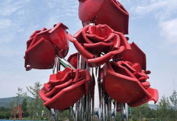 甘肃精美不锈钢玫瑰花景观雕塑