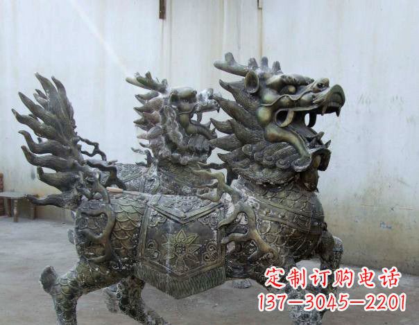 甘肃精致手工铜麒麟雕塑