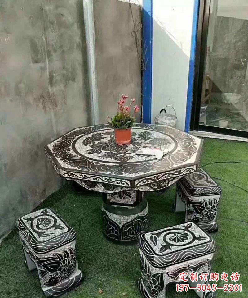甘肃多边形石头桌凳雕塑
