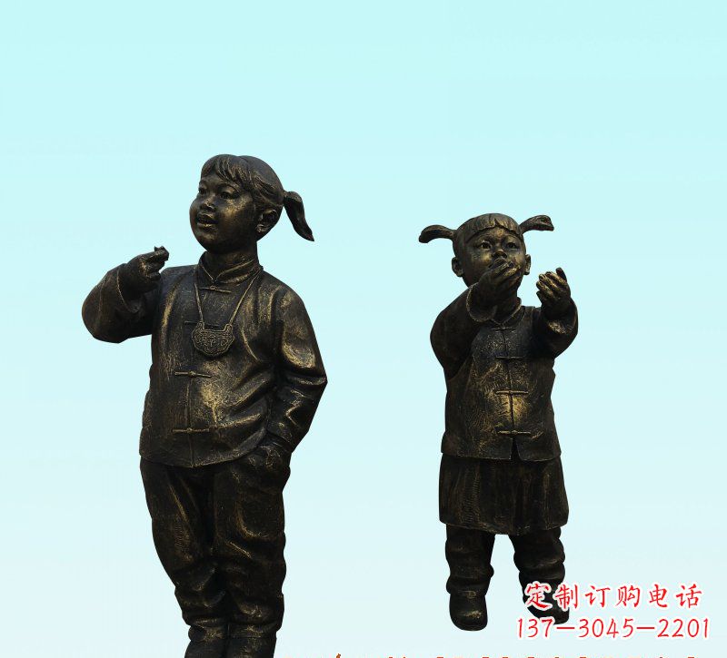 甘肃儿童人物铜雕