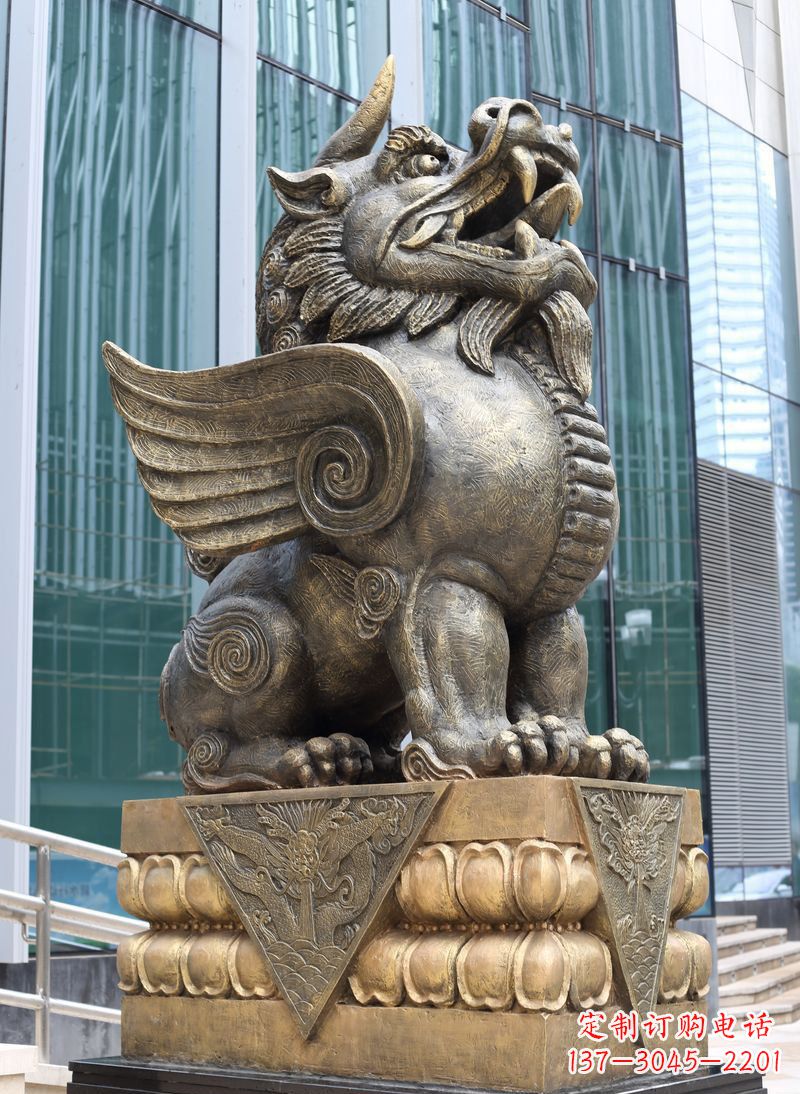甘肃法院门口独角兽神兽铜雕