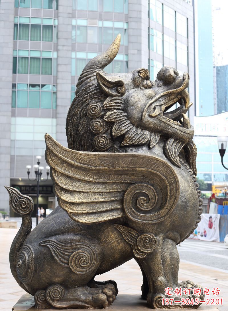 甘肃法院门口神兽獬豸铜雕