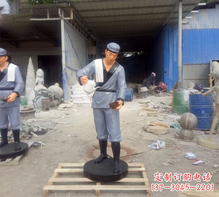 甘肃铝合金仿真店小二雕塑