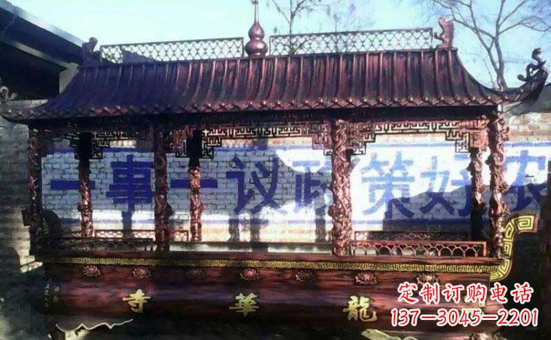 甘肃方形寺庙香炉铜雕塑