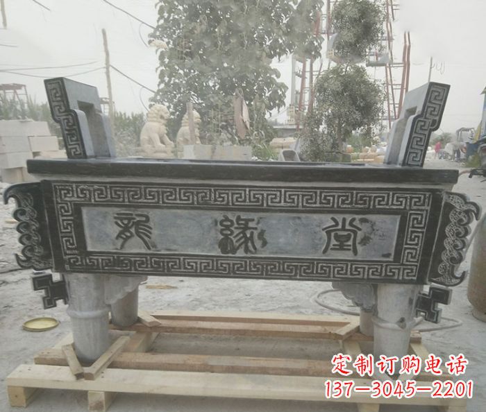 甘肃方形四足香炉石雕艺术品