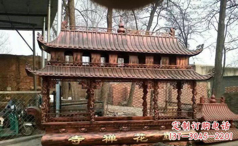 甘肃方形寺庙香炉铜雕