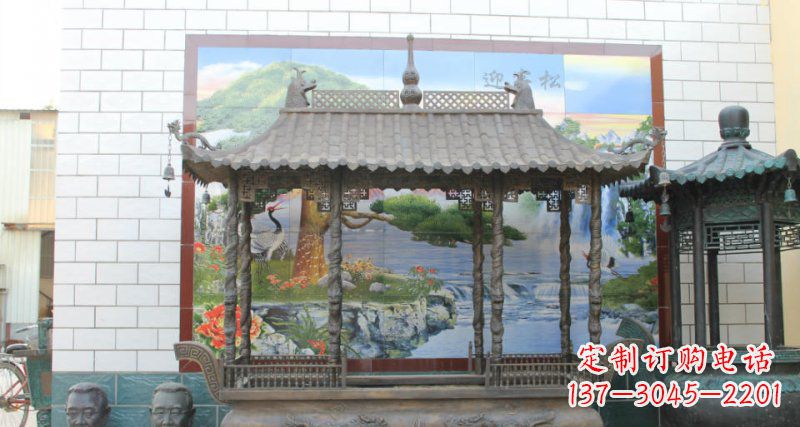 甘肃方形香炉寺庙铜雕塑