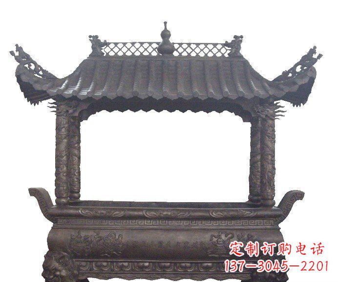 甘肃古典庙宇香炉铜雕