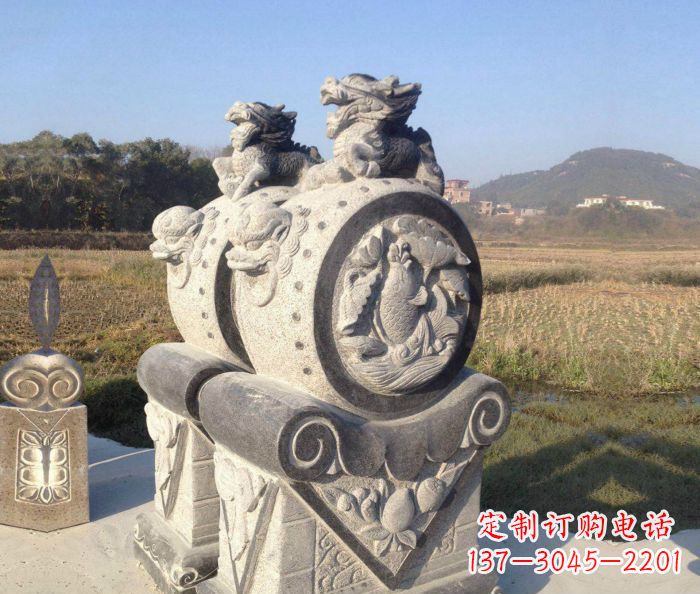 甘肃仿古抱鼓石镇宅石门墩 (4)