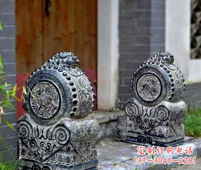 甘肃仿古抱鼓石镇宅石门墩