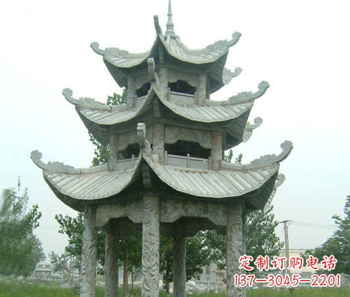 甘肃仿古多层石雕凉亭