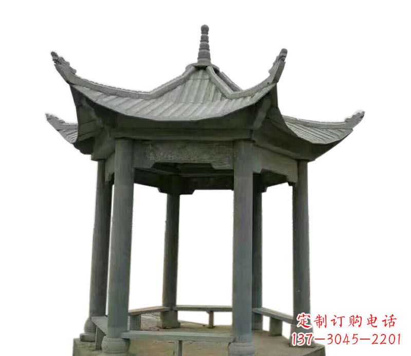 甘肃仿古六角凉亭石雕 (2)