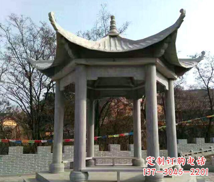 甘肃仿古六角凉亭石雕 (4)