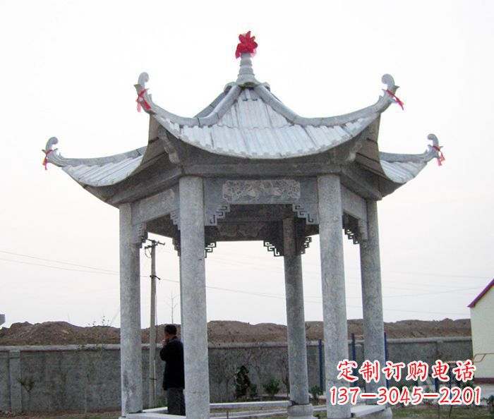 甘肃仿古六角石凉亭雕塑