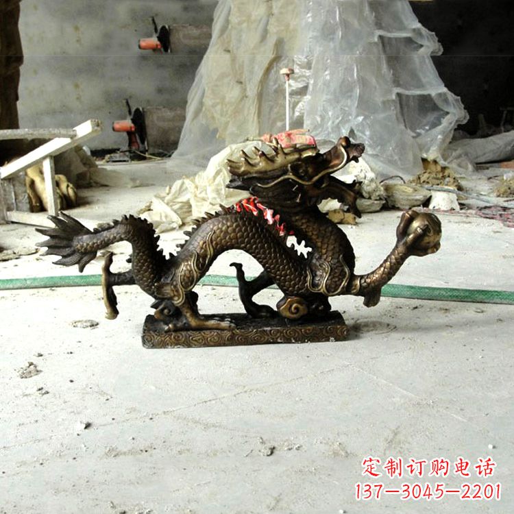 甘肃精美仿古龙铜雕塑