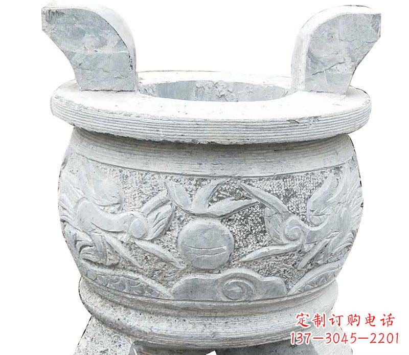 甘肃精美仿古三足香炉石雕