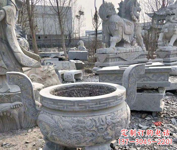 甘肃仿古三足香炉石雕_1