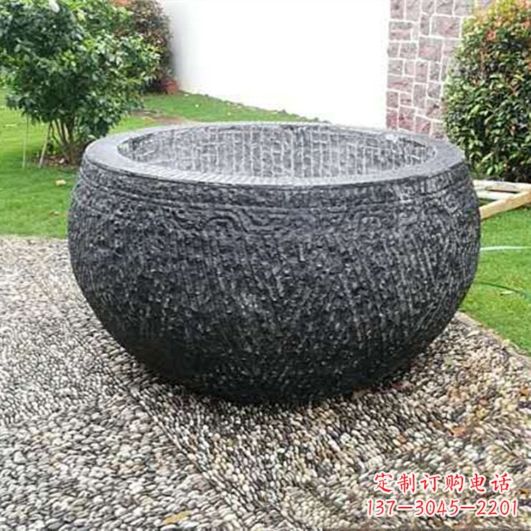 甘肃仿古石雕水缸,精雕细琢别具一格