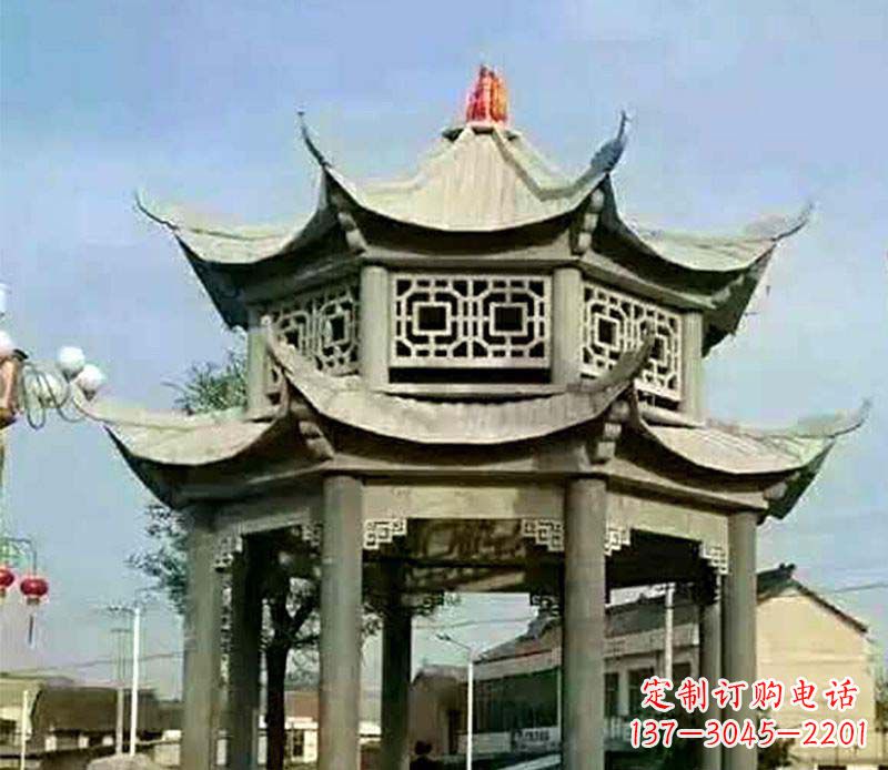 甘肃仿古石凉亭石雕 (2)