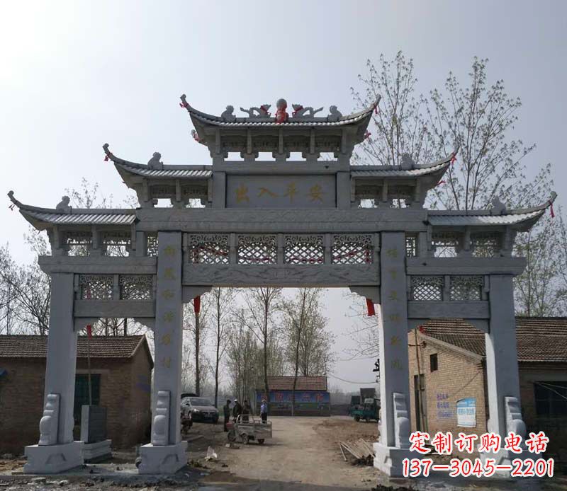 甘肃仿古石牌坊石雕 (2)