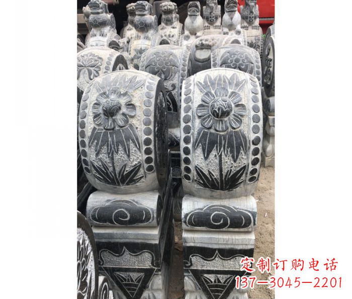 甘肃仿古石门墩镇宅抱鼓石雕塑