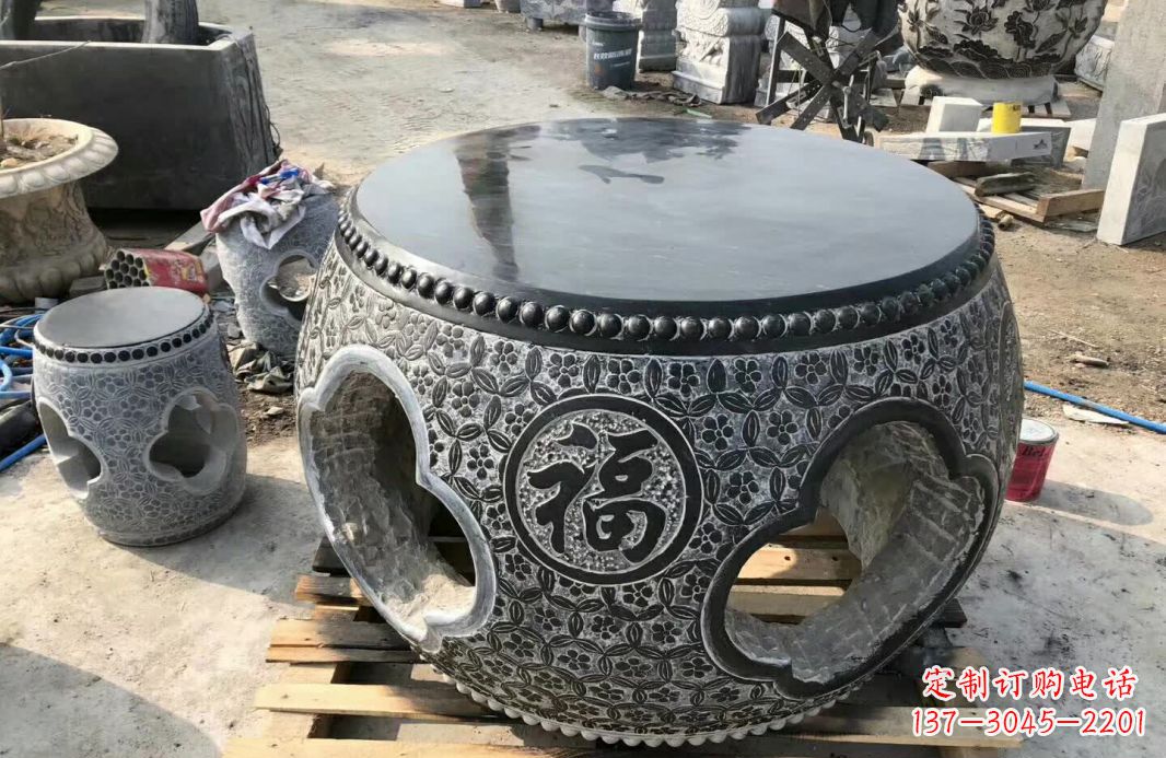 甘肃仿古石桌凳 (2)