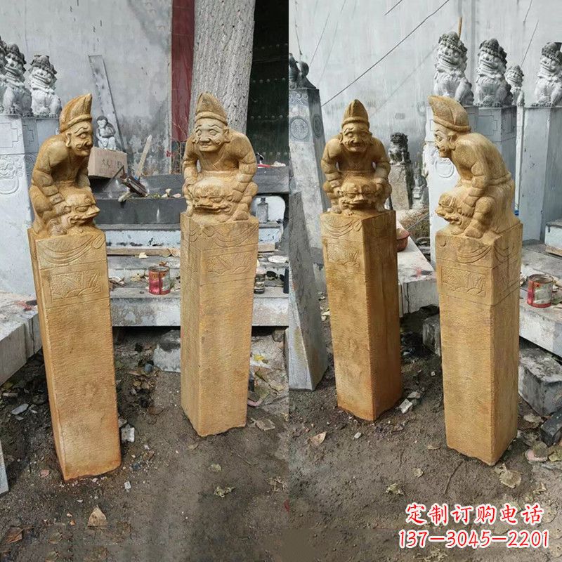 甘肃经典仿古拴马桩雕塑