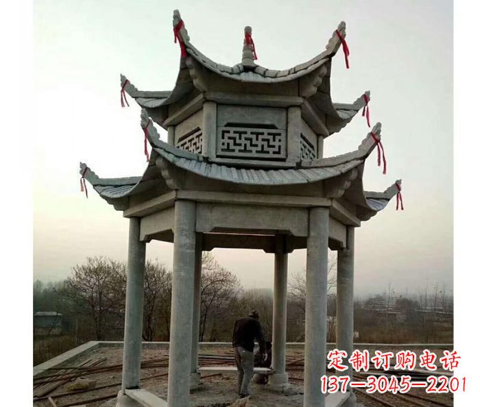 甘肃仿古双层石雕凉亭