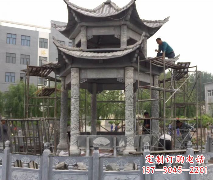 甘肃仿古双层石雕凉亭