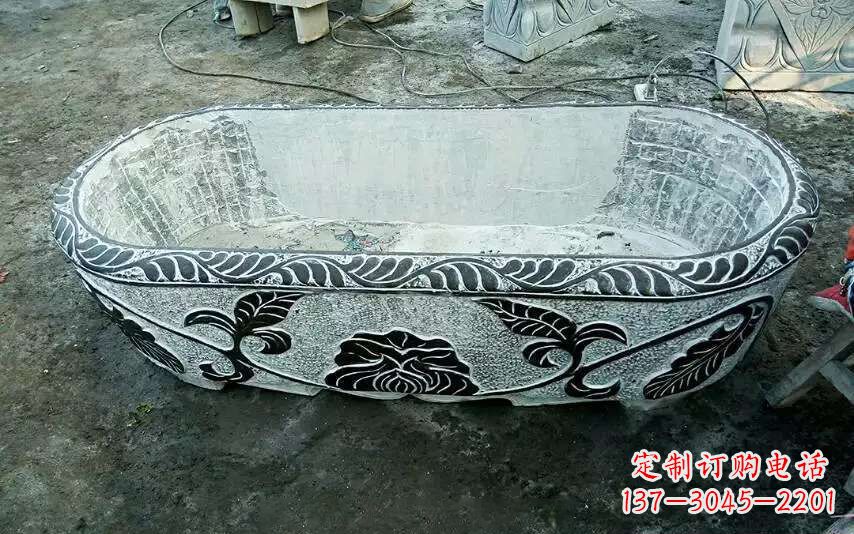 甘肃风格独特的仿古石头水缸雕塑