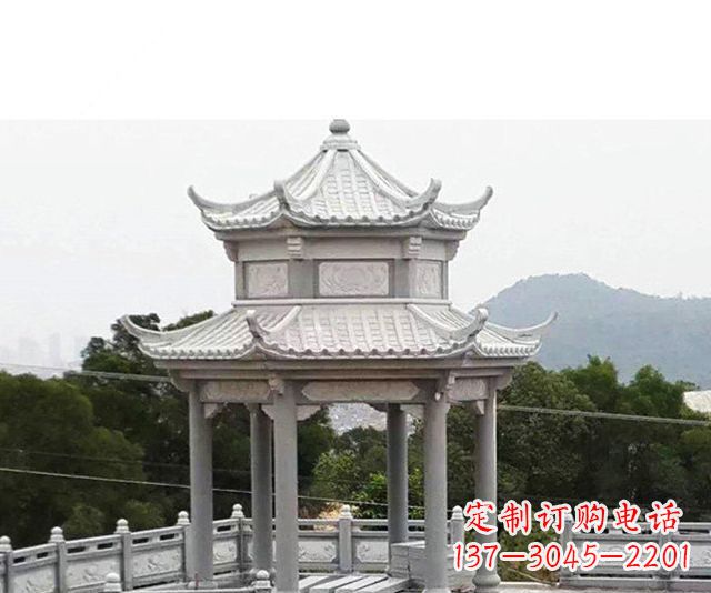 甘肃仿古双层石雕凉亭