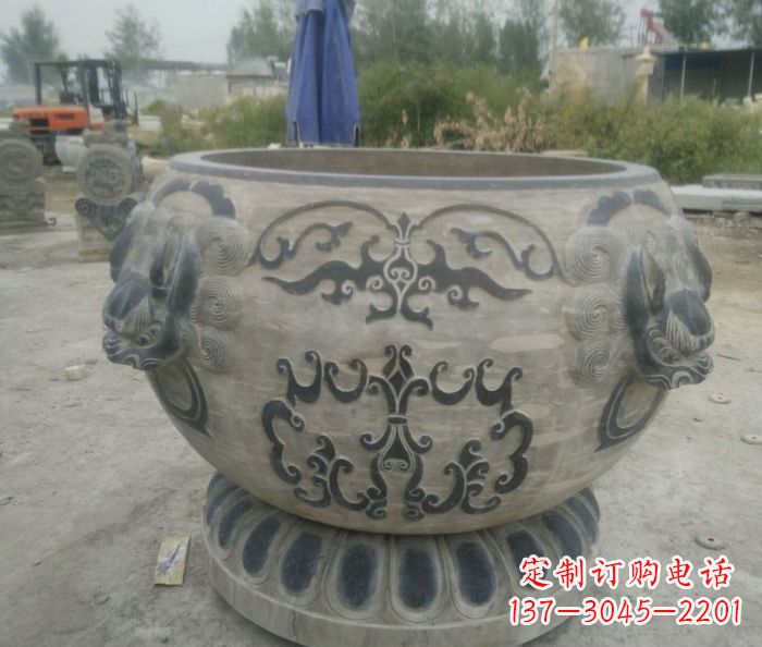 甘肃仿古圆形水缸石雕 (3)
