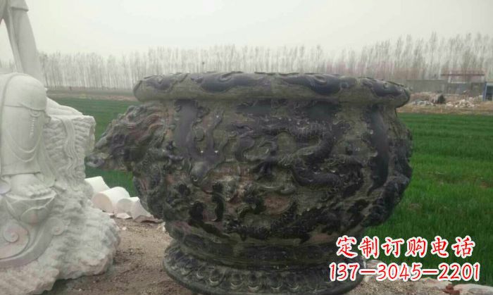甘肃仿古圆形水缸石雕